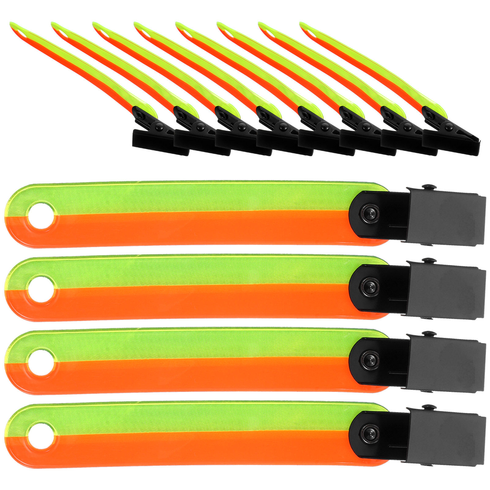 Running Visibility Gear - 12 szt. odblaskowych klipsów fluorescencyjnych z